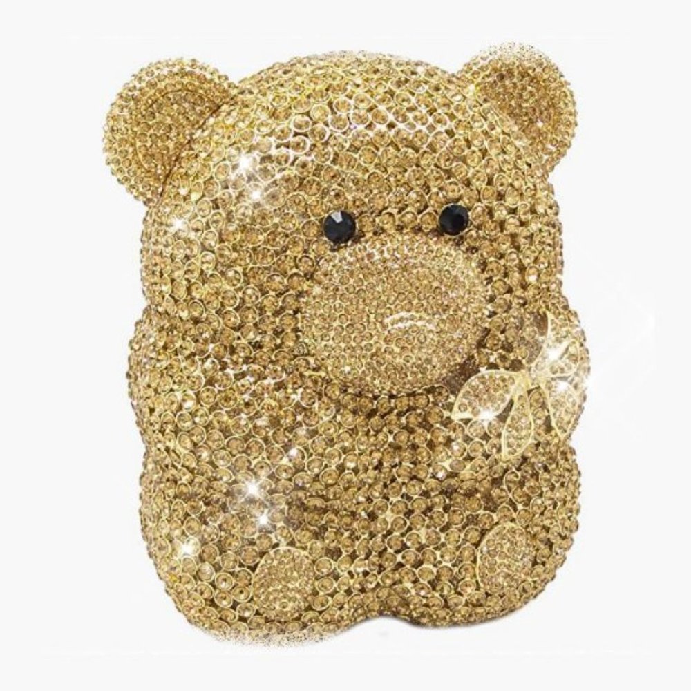 NEW Sparkling Bling Crystal Rhinestone Panda Bear Bag Clutch Purse +Gift - Picture 13 of 16